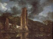 Jacob van Ruisdael Landscape with the Ruins of Egmond Castle at Egmond aan den Hoef oil on canvas